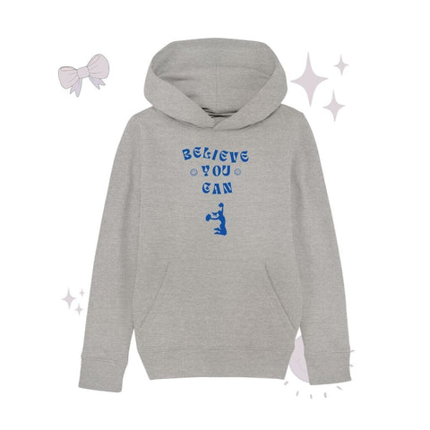 #farbe_heather-grey Believe you can - Kids Organic Hoodie Kids & Babys cheer shop Heather Grey 110/116 (5-6)
