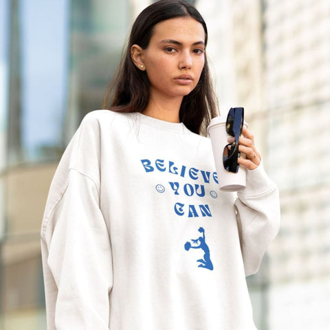Believe you can - Organic Oversize Sweatshirt Sweatshirts cheer shop White S