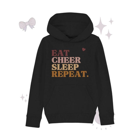 Eat Cheer Sleep Repeat - Kids Organic Hoodie Kids & Babys cheer shop Black 110/116 (5-6)