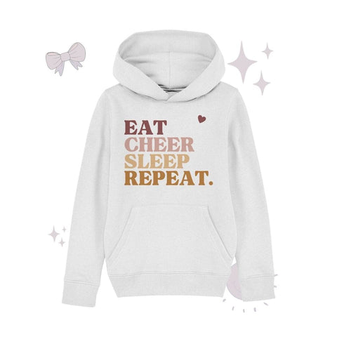 Eat Cheer Sleep Repeat - Kids Organic Hoodie Kids & Babys cheer shop White 110/116 (5-6)