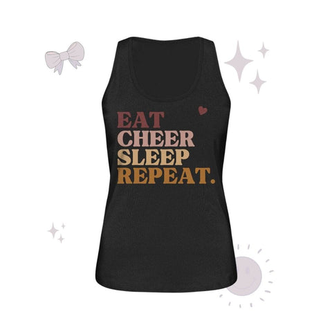 Eat Cheer Sleep Repeat - Ladies Organic Tank-Top Tank-Tops cheer shop Black S