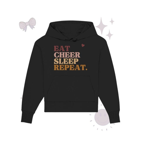Eat Cheer Sleep Repeat - Organic Oversize Hoodie Hoodies cheer shop Black S