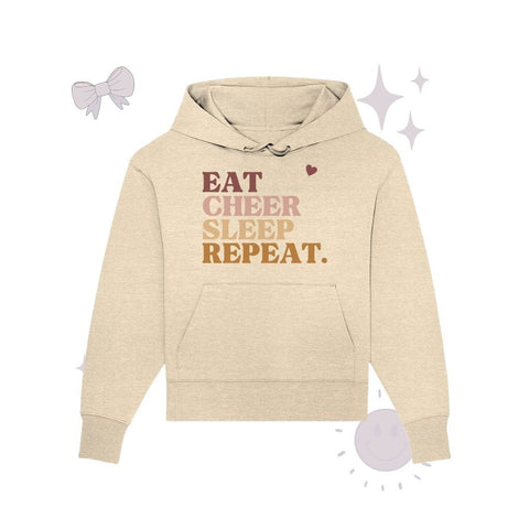 Eat Cheer Sleep Repeat - Organic Oversize Hoodie Hoodies cheer shop Natural Raw S