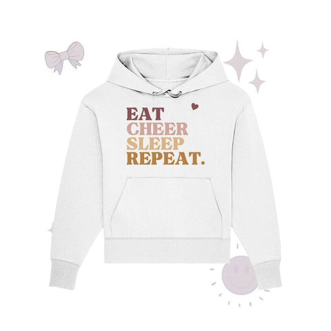 Eat Cheer Sleep Repeat - Organic Oversize Hoodie Hoodies cheer shop White S 